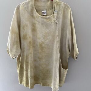 Oh My Gauze! Athena Beige 100% Cotton Tie Dye Summer Breezy Gauze Blouse